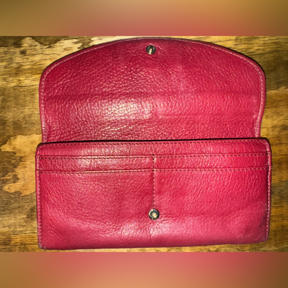Chloe Lily Gold Bow Red Leather Wallet authentic - Picture 8 of 14